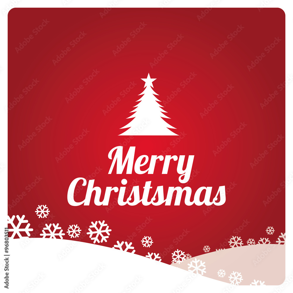 Merry Christmas illustration over red color background