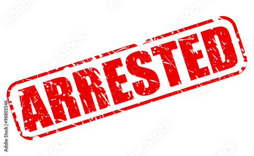 ARRESTED red stamp text