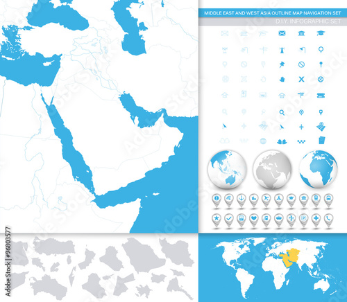 Middle East And Asia Contour Map