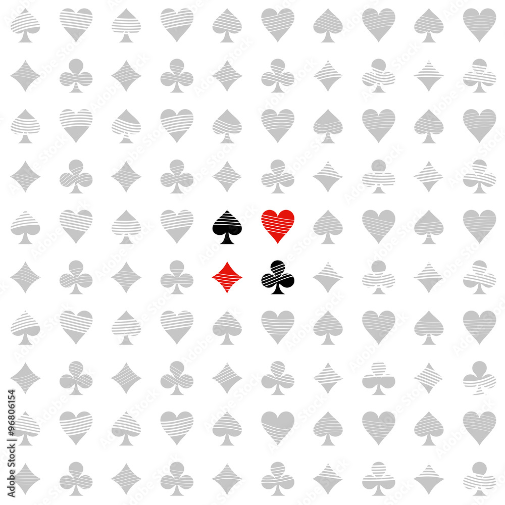Card Suit White Line Pattern Seamless Background Illustration Stock Vector  | Adobe Stock