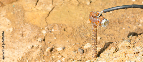 Bild auf Leinwand Welding copper ground wire on ground grid substation