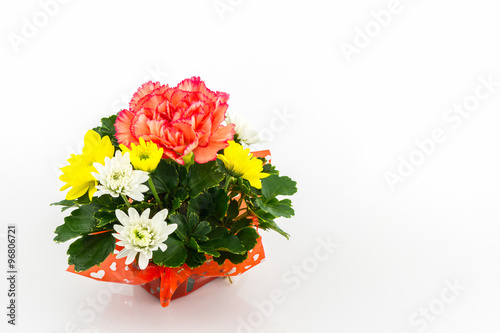 Bouquet carnation and chrysanthemum flowe.