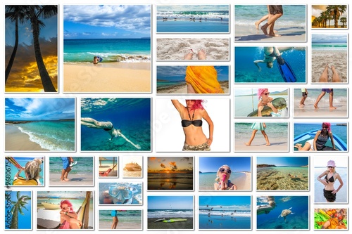 Summer beach vacation collage