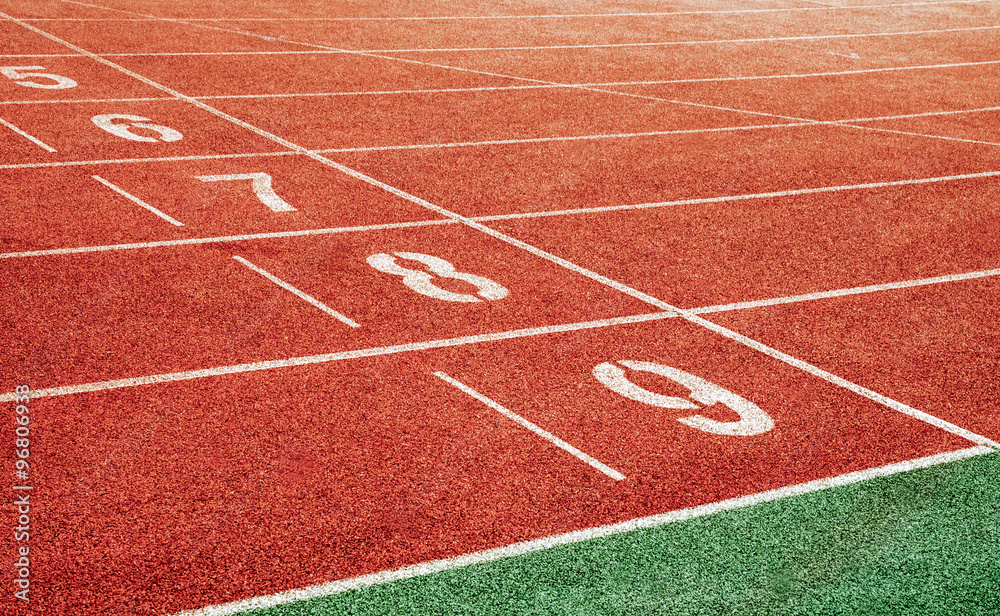 Starting point with running track lane Numbers, Concept for sport idea
