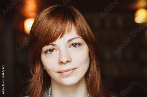 Portrait close up of young beautiful woman