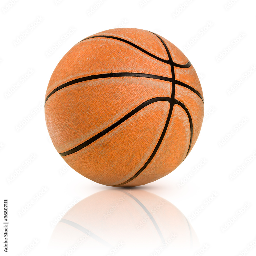 Fototapeta premium Isolated old basketball on white background