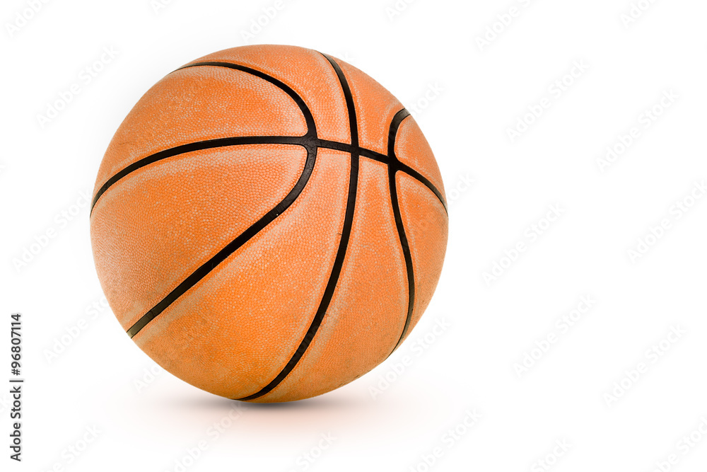 Isolated old basketball on white background