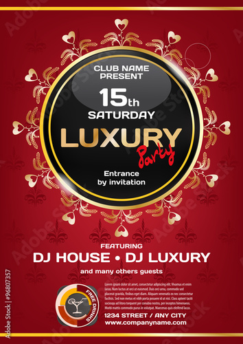 Vector night party invitation on the closed luxury party