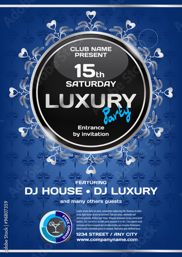 Vector night party invitation on the closed luxury party