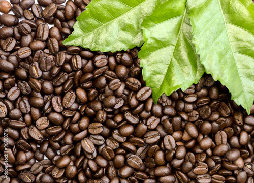 Roasted coffee beans.