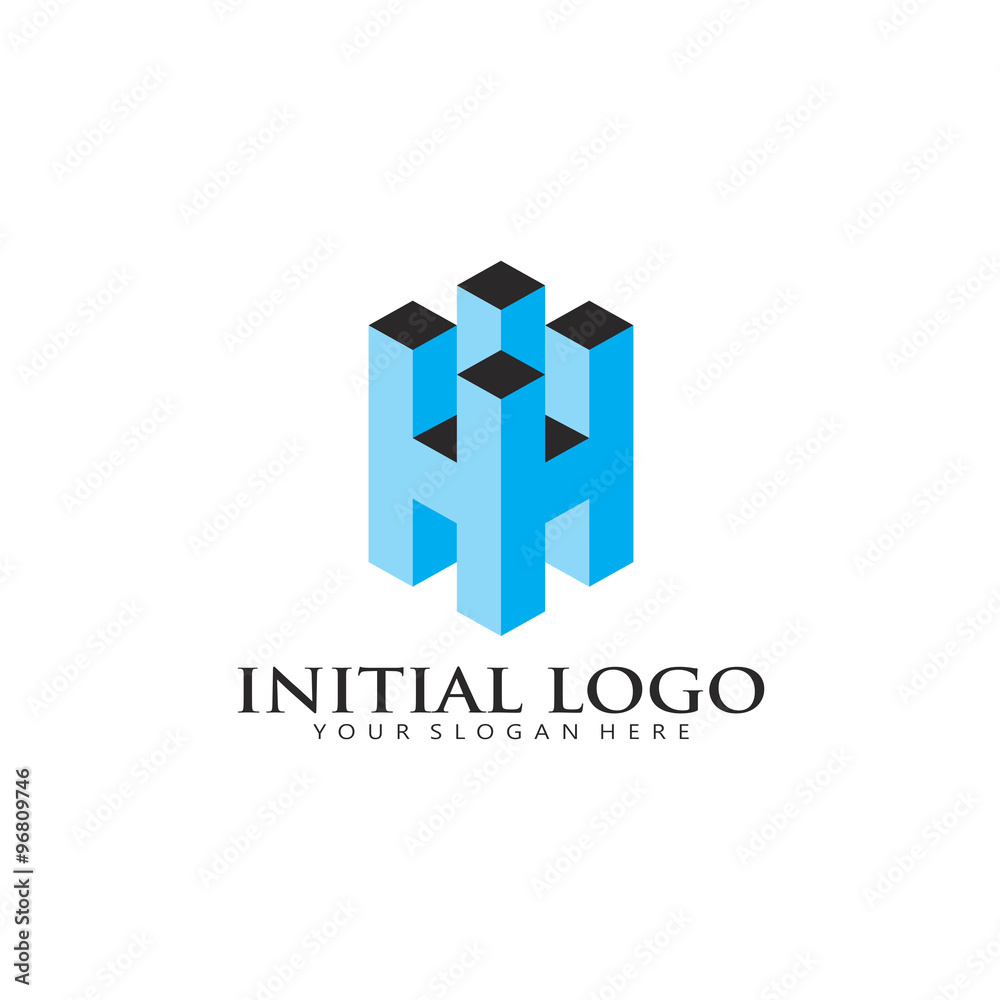 3D Initial H Building Logo Icon 3D Initial H Building Logo Icon
