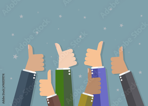 Businessman hold thumbs up 