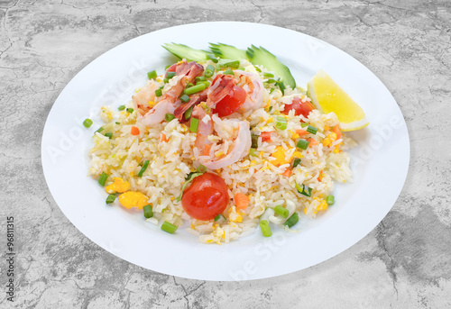 Fried rice with shrimp seafood and vegetable
