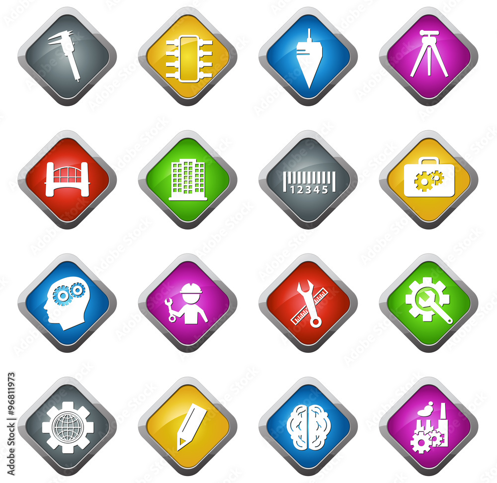 Engineering vector icons set on gray Engineering vector icons set on gray