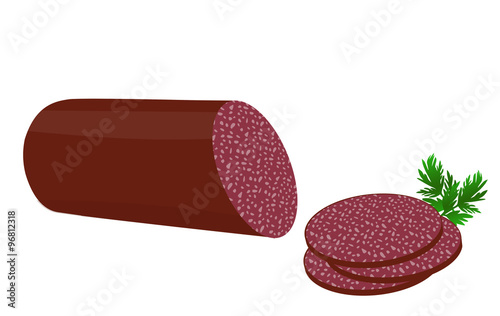 Delicious salami on white