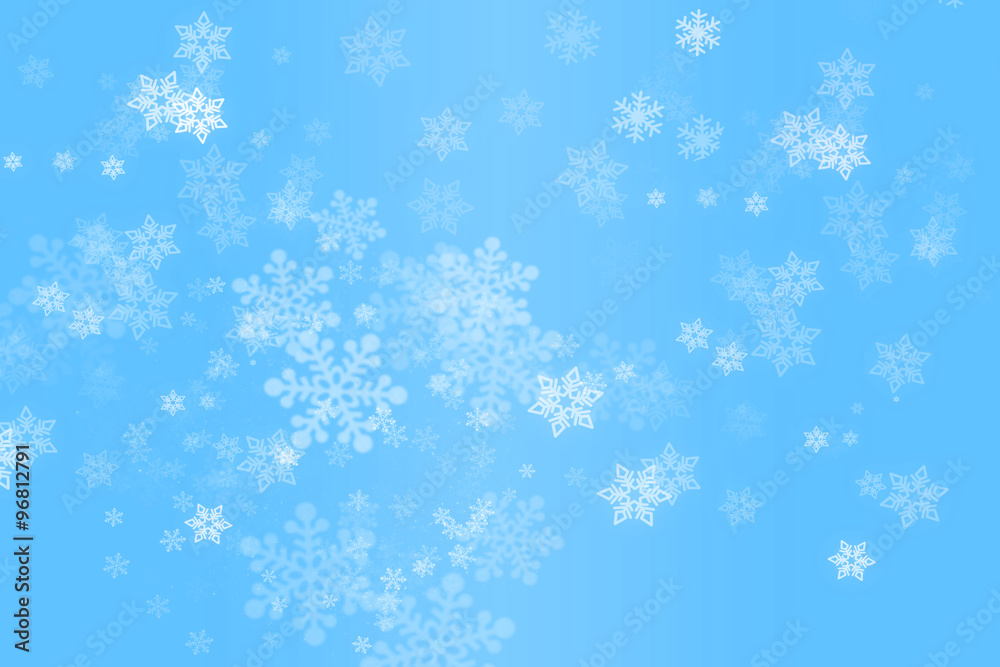 Falling Snowflakes on a blue background