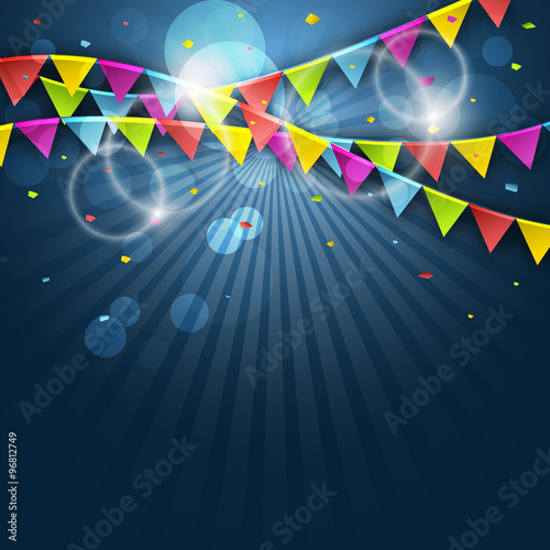 Colorful festive flags. Vector illustration with elements for celebrate.