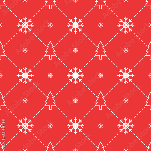 Christmas trees and snowflakes seamless pattern