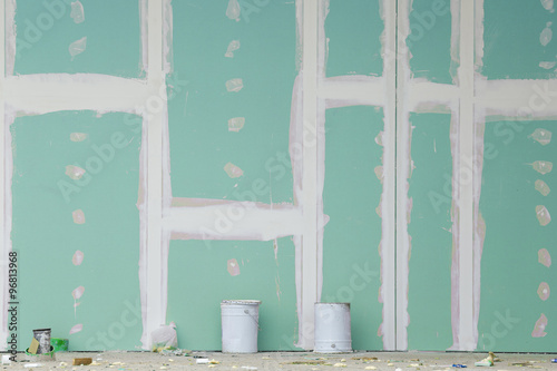 Gypsum wall under construction