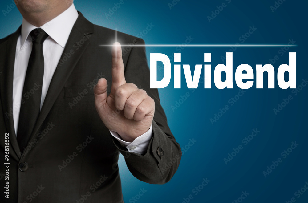 dividend touchscreen is operated by businessman concept dividend touchscreen is operated by businessman concept