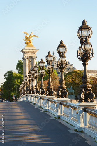 Alexander III bridge in Paris, empty in the early morning, France