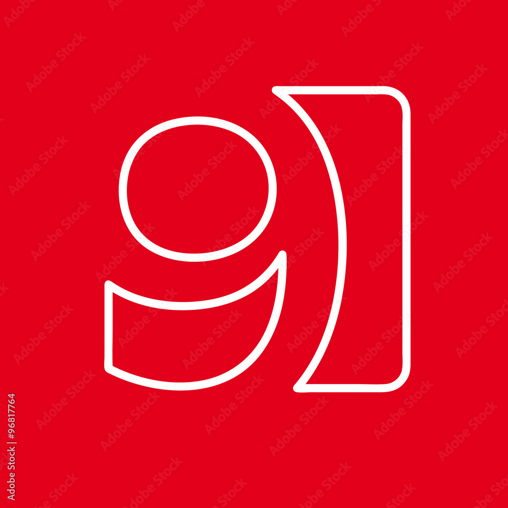 Vector number 9. Sign made with red lin Vector number 9. Sign made with red lin