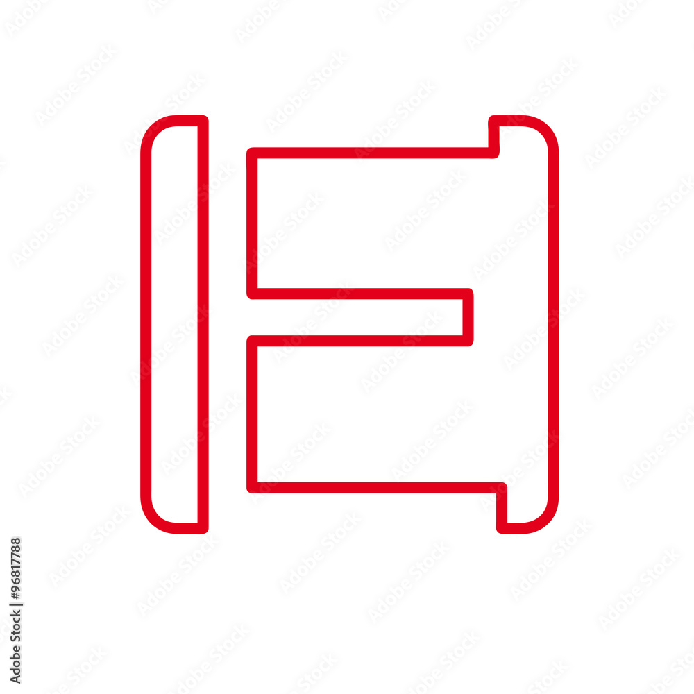 Vector initial letter E. Sign made with red line Vector initial letter E. Sign made with red line