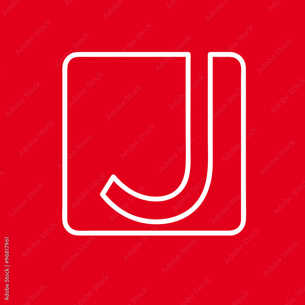 Vector initial letter J. Sign made with red line Vector initial letter J. Sign made with red line