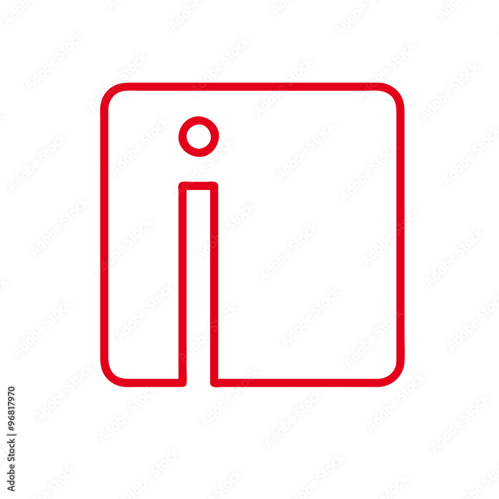 Vector initial letter I. Sign made with red line Vector initial letter I. Sign made with red line