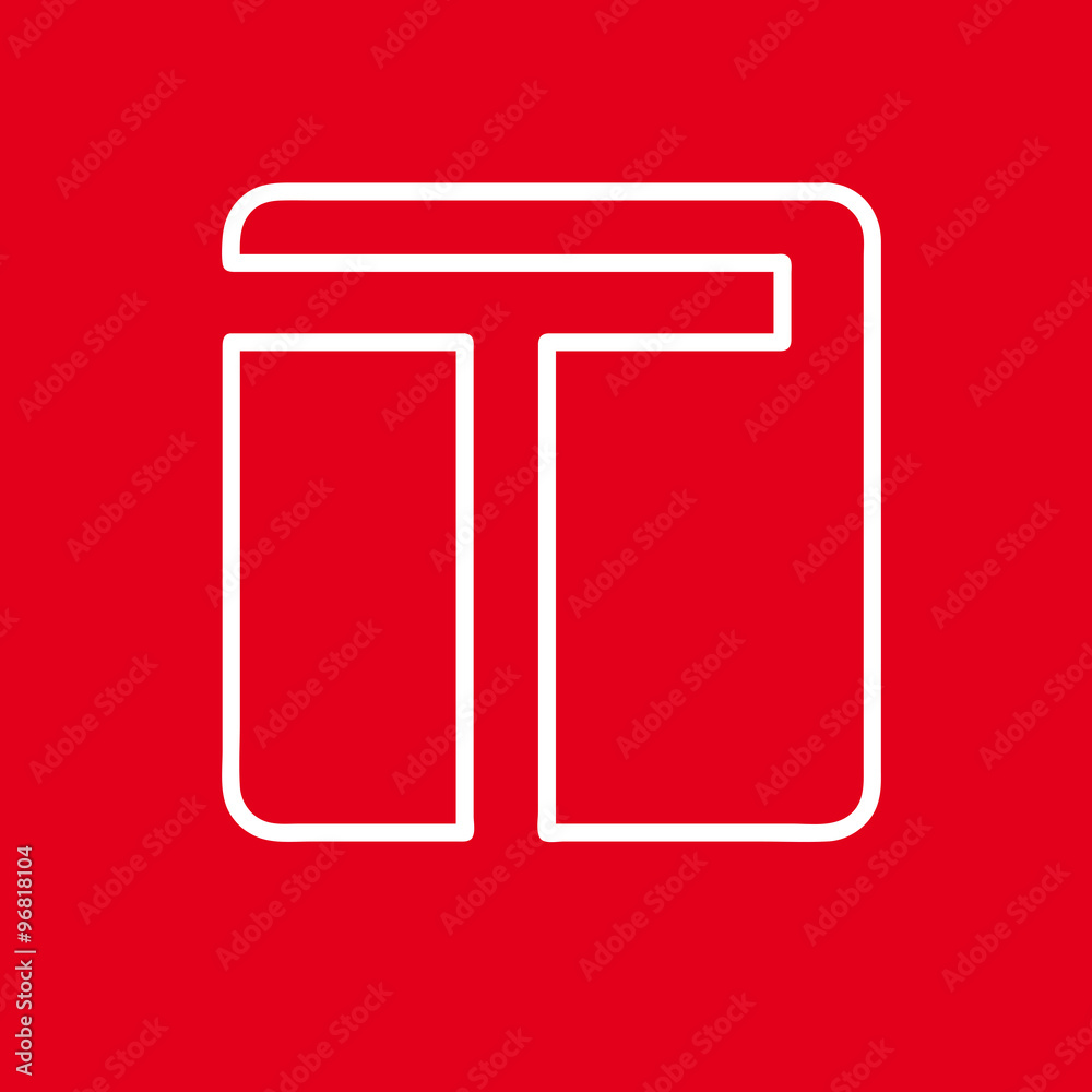 Vector initial letter T. Sign made with red line Vector initial letter T. Sign made with red line