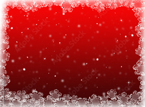 Winter red background. Snow background © 2207918