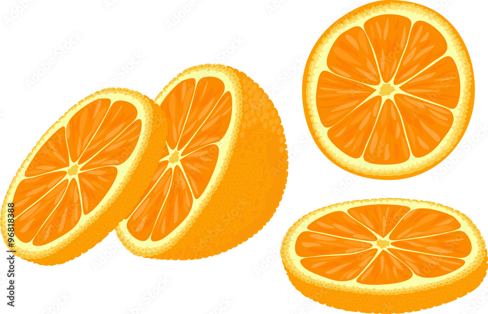 Vector illustration of orange slices at different angles. Stock Vector ...