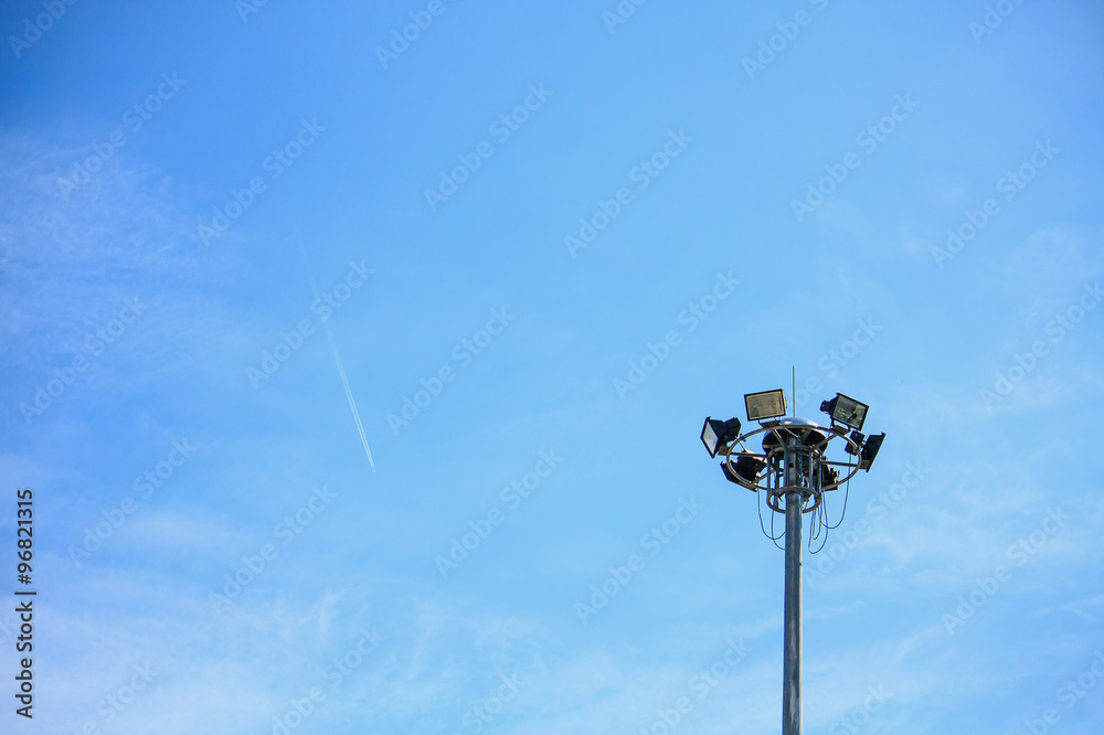 light pole tower with blue sky light pole tower with blue sky