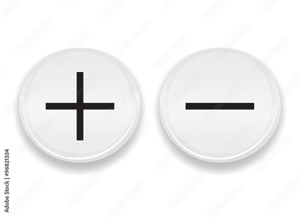 Stylish plus minus signs on button Stylish plus minus signs on button