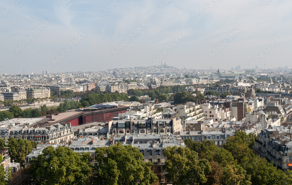 aerial view of Paris from the Eiffel tower aerial view of Paris from the Eiffel tower