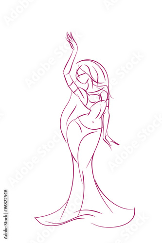 belly dancer ink sketch gesture drawing