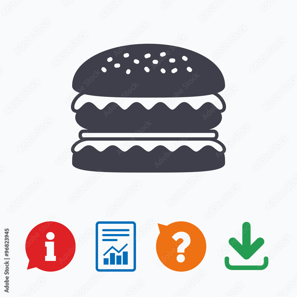 Hamburger icon. Burger food symbol. Hamburger icon. Burger food symbol.