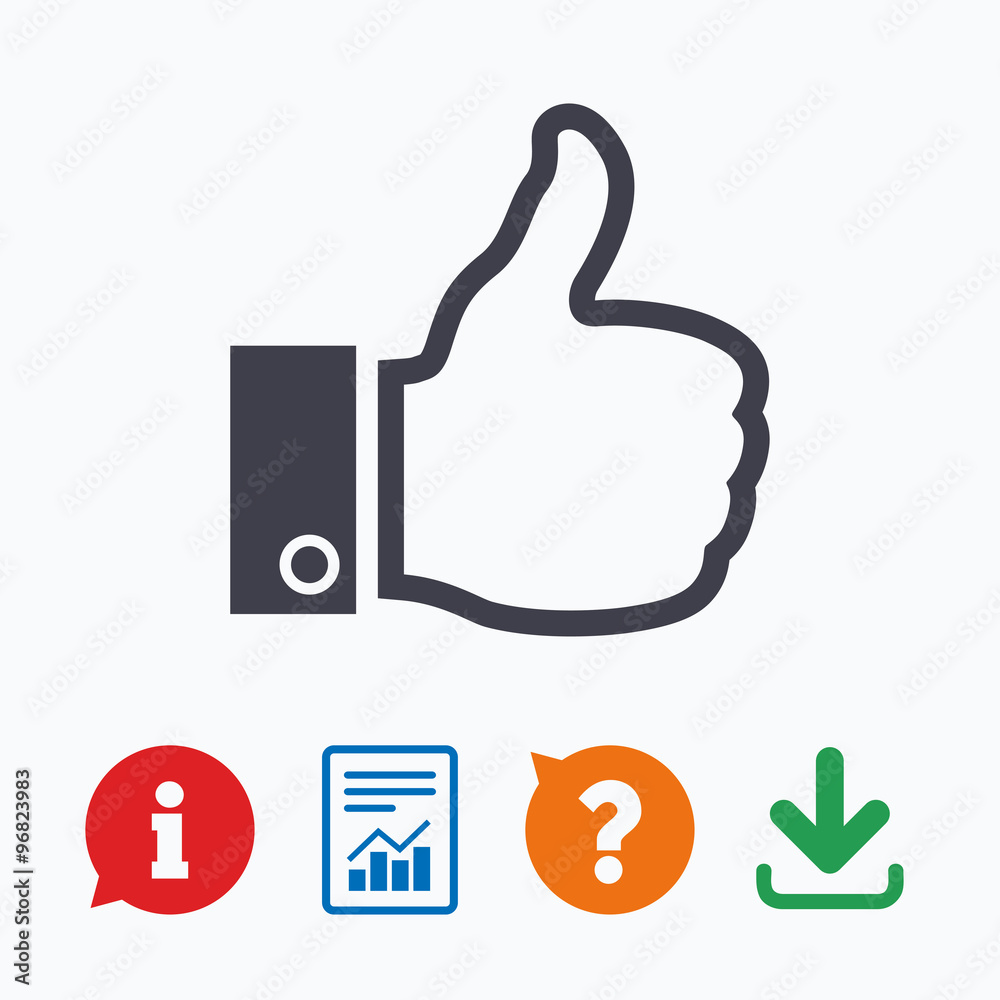 Like sign icon. Hand finger up symbol. Like sign icon. Hand finger up symbol.