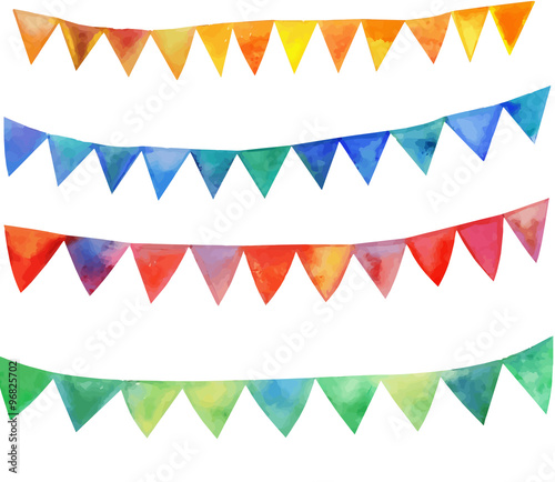 Watercolor vector festive flags for your creativity