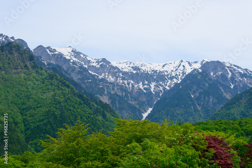 Nabehira Highlands and the Hotaka Mountains in Shin-hotaka, Gifu, Japan