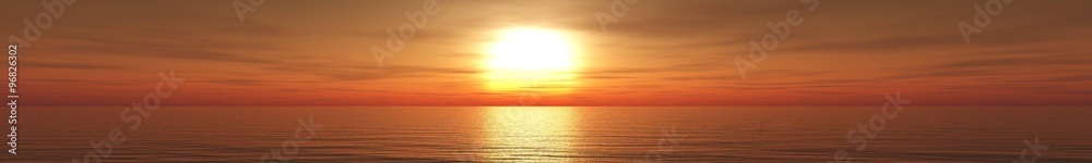 Panorama of sea sunset, sunrise. Baner.