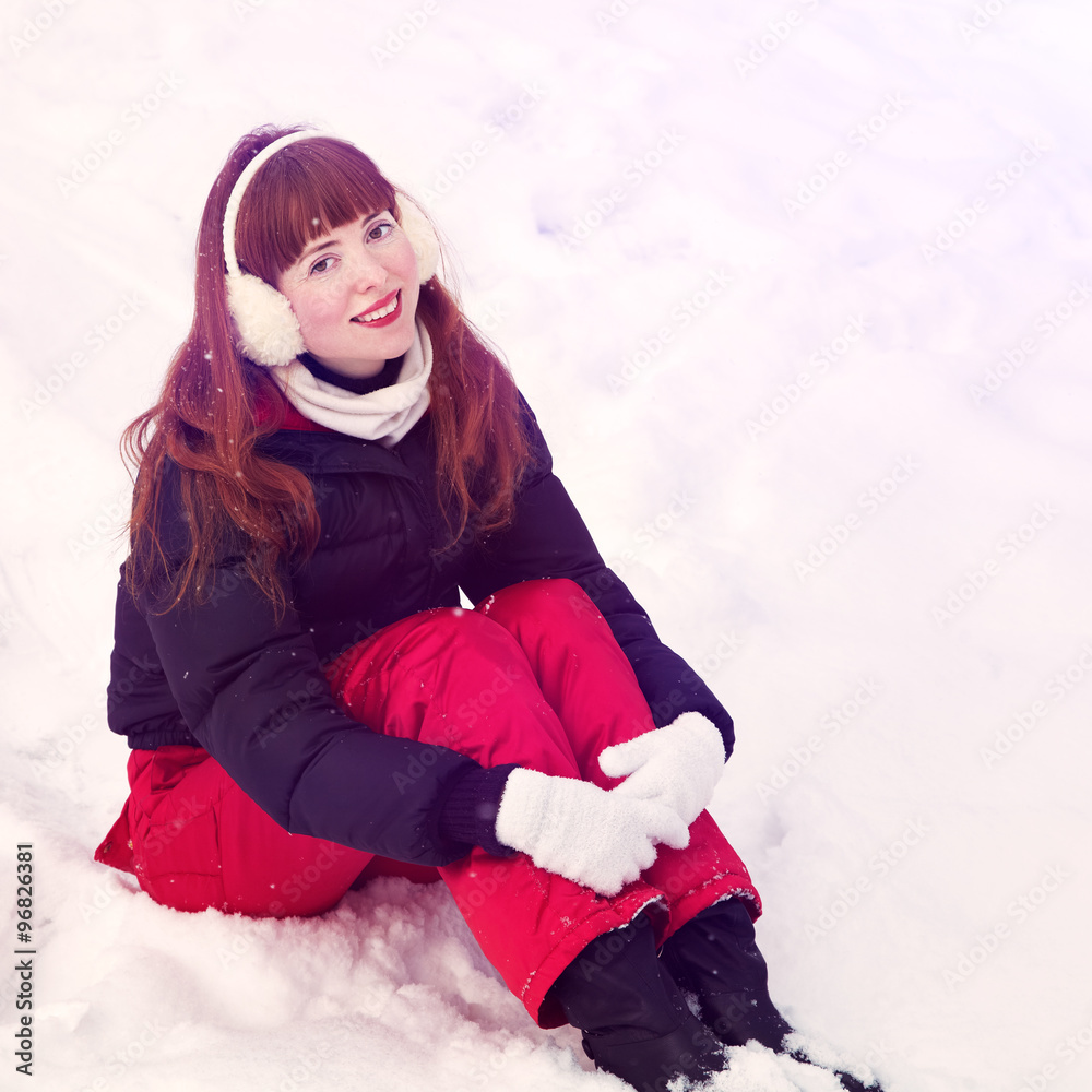 redhead winter woman Stock Photo Adobe Stock