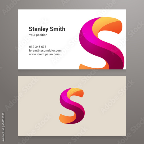 Modern letter s twisted Business card template