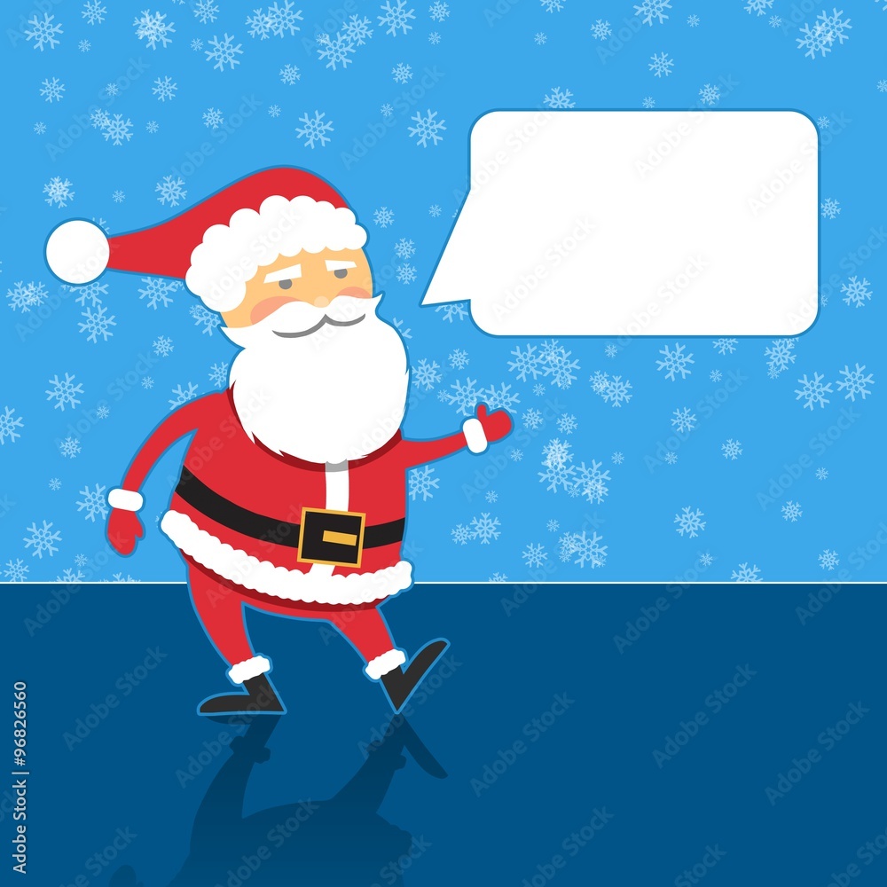 Santa Claus with speech bubble, blue background