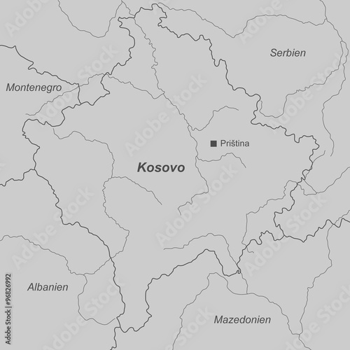 Kosovo in Grau (beschriftet)
