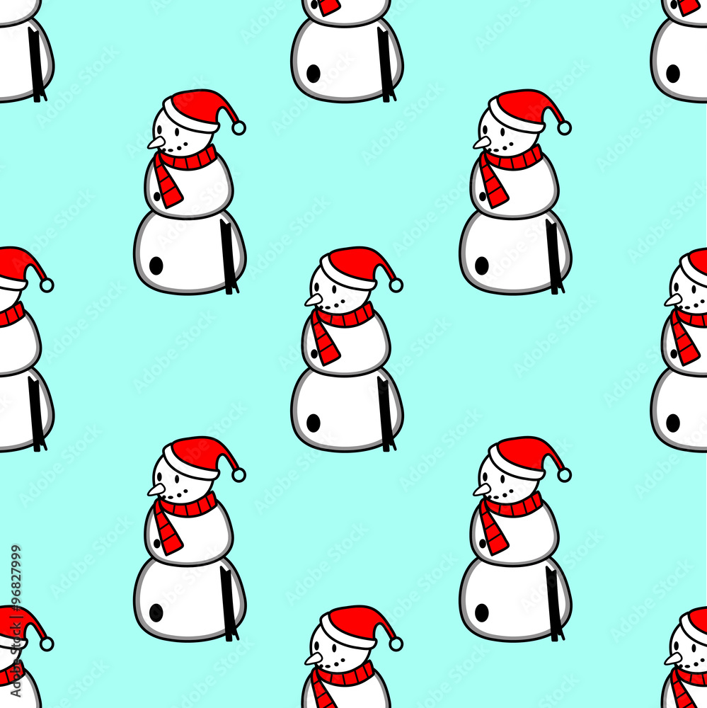 Seamless pattern with Christmas snowman