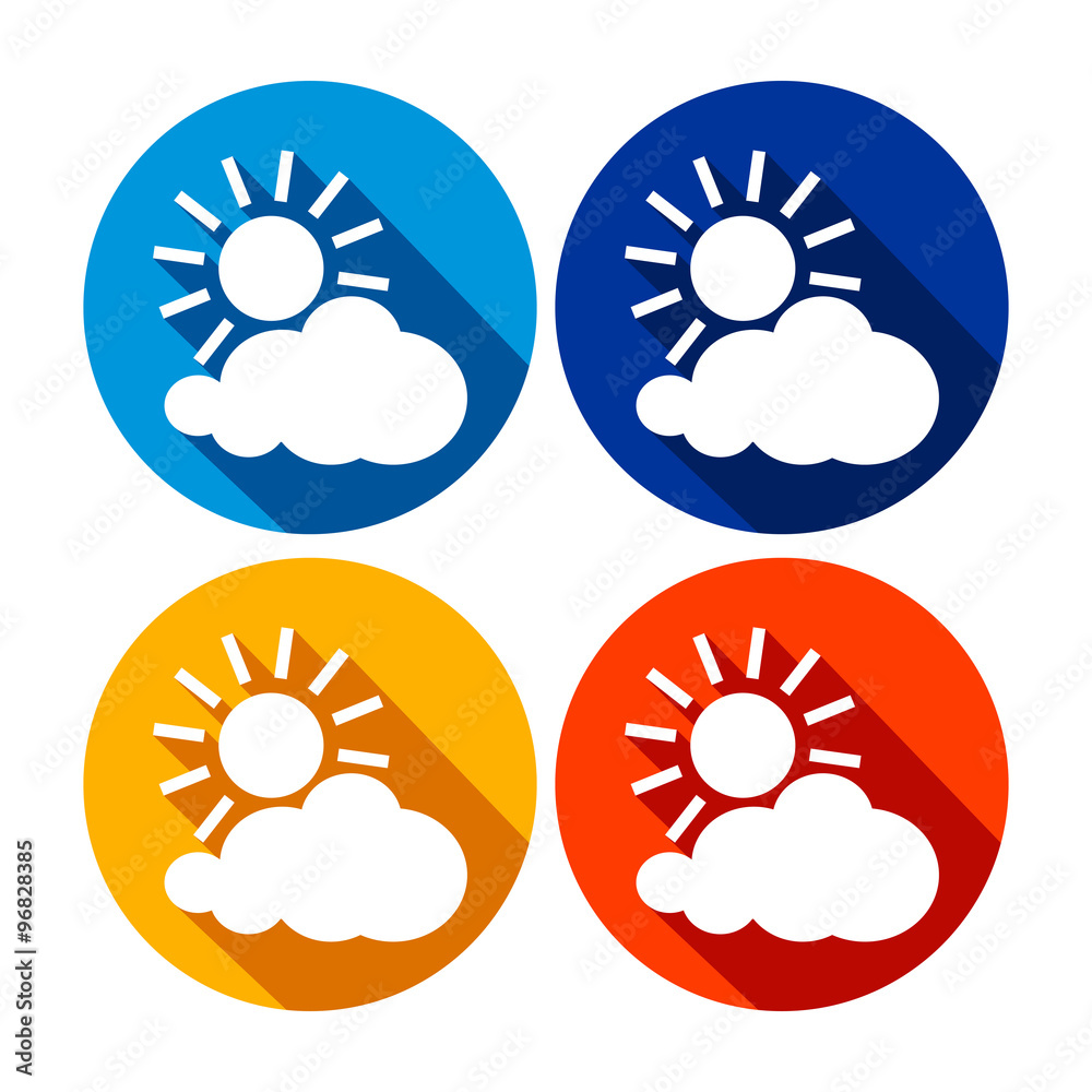 Cloudy Daylight Weather Circle Flat Icons Cloudy Daylight Weather Circle Flat Icons