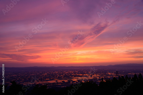 Landscape of Tonami Plain in Toyama, Japan