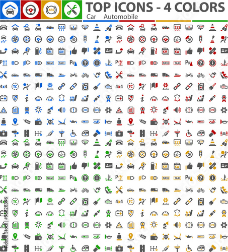 Car Automobile Iconset  - 4 Colors