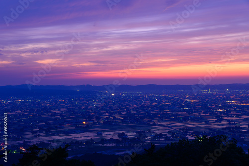 Landscape of Tonami Plain in Toyama, Japan